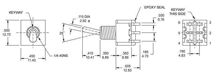 鈕子開關(guān)TS-202A1六腳兩檔