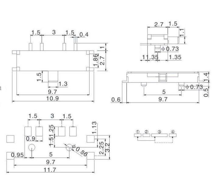 8腳撥動開關圖紙