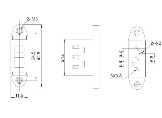 帶耳撥動開關圖紙