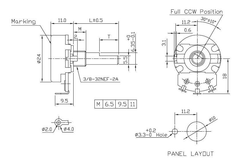 進(jìn)口電位器尺寸圖 進(jìn)口電位器尺寸圖