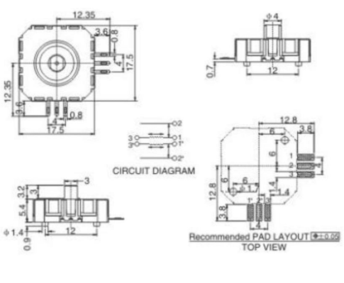 五向開(kāi)關(guān)尺寸圖 五向開(kāi)關(guān)尺寸圖