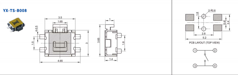 3.5*3小烏龜四腳輕觸開(kāi)關(guān)電路圖
