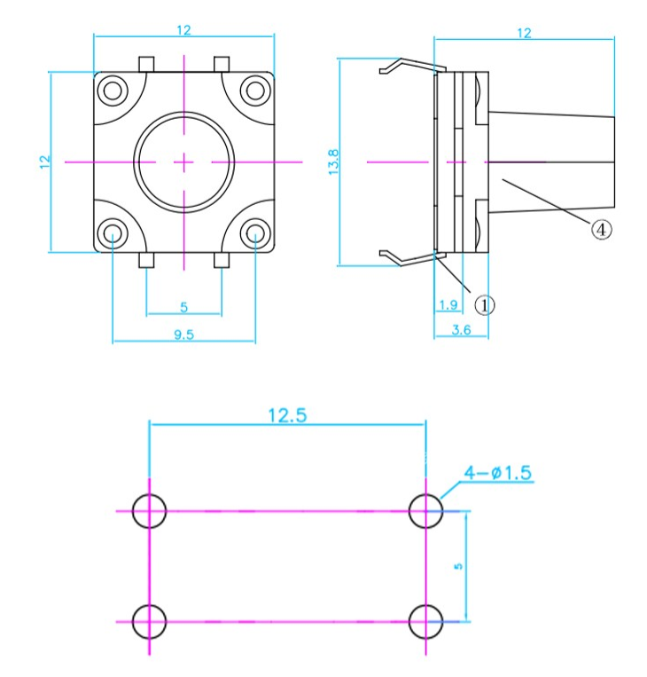 輕觸開(kāi)關(guān)尺寸圖