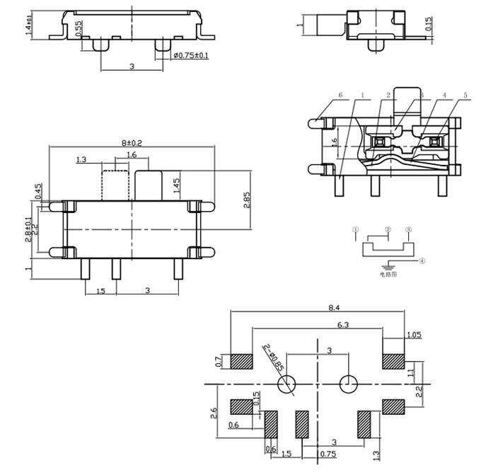 七腳撥動(dòng)開關(guān)結(jié)構(gòu)