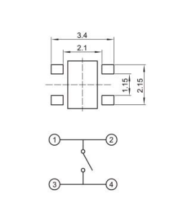 YX-TS-A002,2.8*2.4微型輕觸開關電路圖