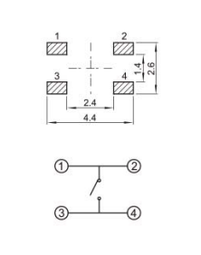 YX-TS-A006，四腳貼片小型輕觸開關電路圖